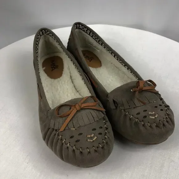 Girl Mia Women Sz 9M Blanche Taupe Leather Suede SlipOn Flats Loafers Moccasins - Picture 4 of 9